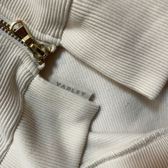 Varley sweatshirt long sleeve crew neck ribbed cotton off white extra small - Picture 2 of 7